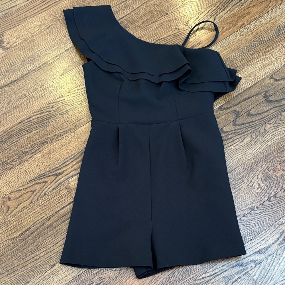 Topshop  Black One-Shoulder One Piece romper, 4